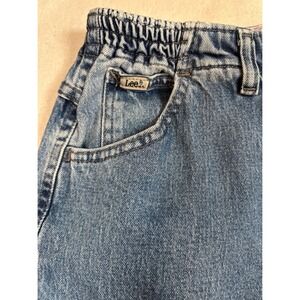 Lee Vintage High Waisted Side Elastic Straight Leg Jeans Medium‎ Wash Blue 28x28